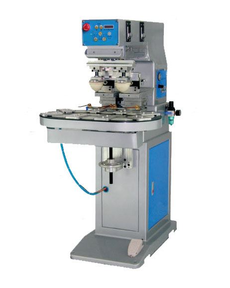 Two-color pad printing machine with conveyor